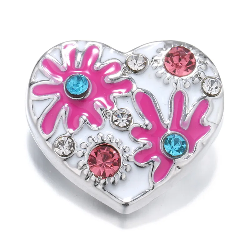 

Fashion Beauty Beauty Oil heart flowers 18MM snap buttons fit snap bracelet snap jewelry wholesale KZ2012