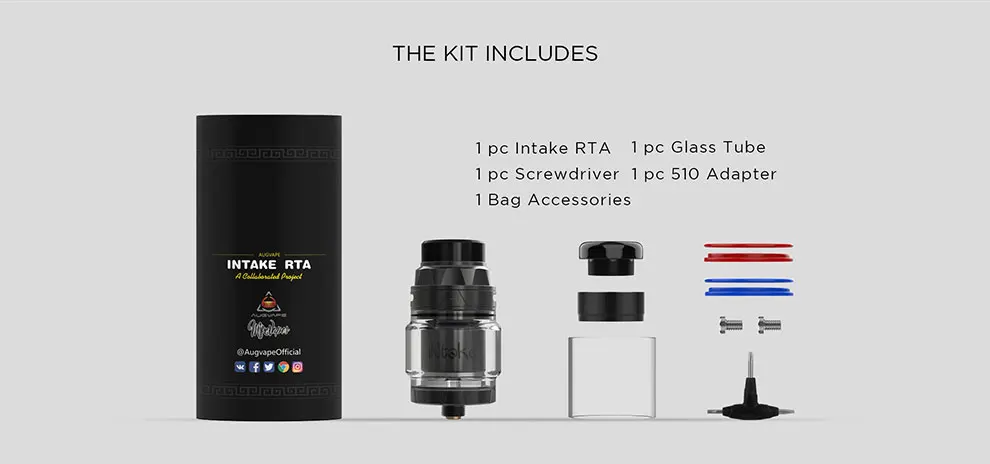 Augvape Впускной RTA бак 4,2 мл 24 мм с одной катушкой, максимальная емкость сока, герметичность, 510 нить, Атомайзеры для электронных сигарет RTA