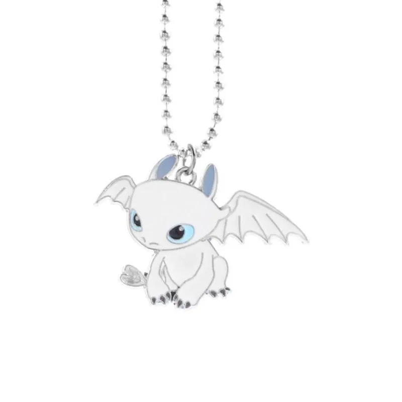 white necklace Новинка 2,5-6,5 см очаровательный Беззубик брелок скрытый мир Металл белая ночная фурия подвеска держатель для ключей Как приручить дракона 3 игрушка - Цвет: white necklace