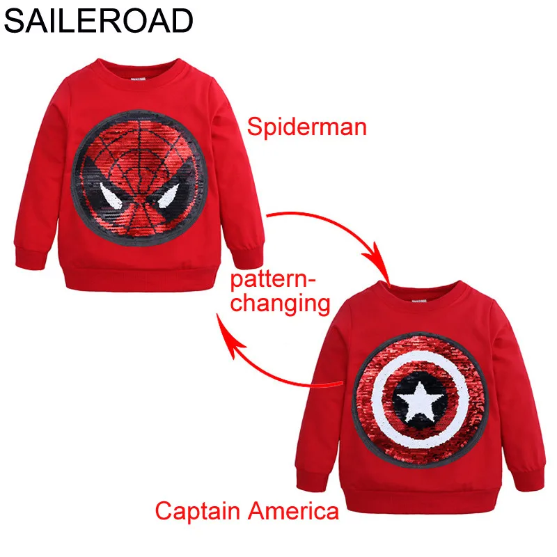 7907 red SAILEROAD Человек-паук, изменяющий лицо Captain America Boys Толстовки для детей с длинным рукавом Толстовка с капюшоном Детская толстовка - Цвет: 7907 red