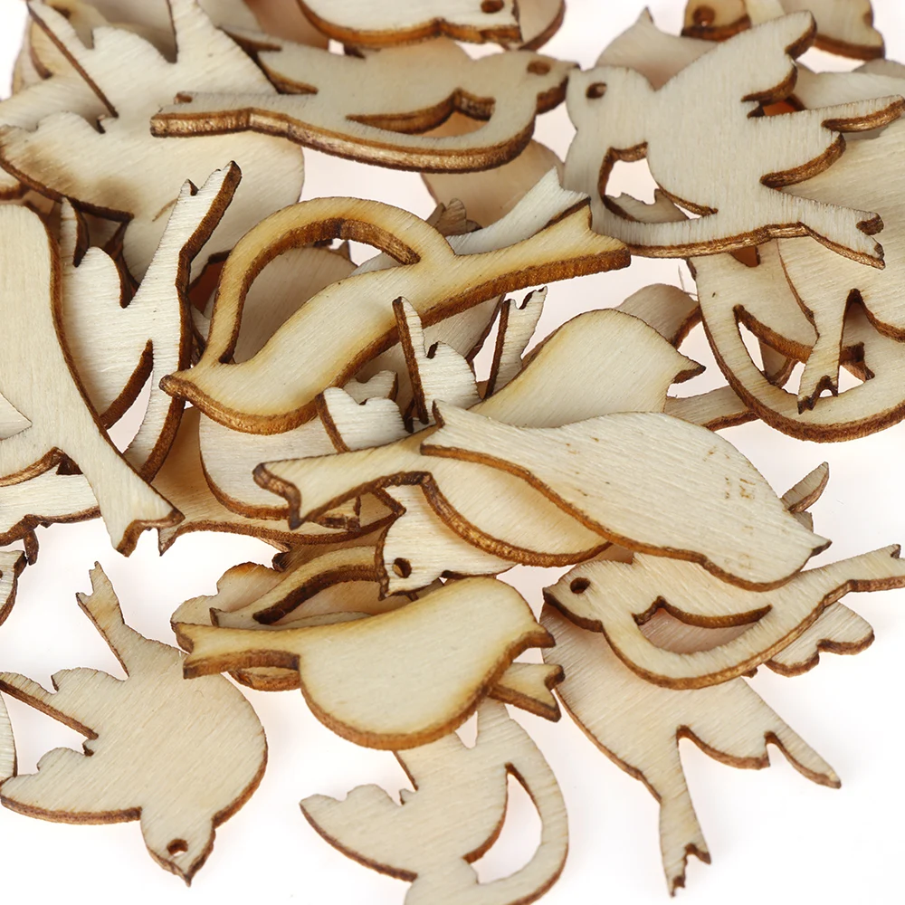 50Pcs/set 2019 New Wooden Craft Scrapbooking Handmade Mixed Birds Shape Slices Decoration Embellishments DIY Home Decor Crafts | Дом и сад