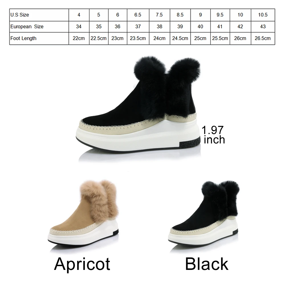Женские ботинки из натуральной кожи FOREADA зимние полусапожки с кроличьим мехом