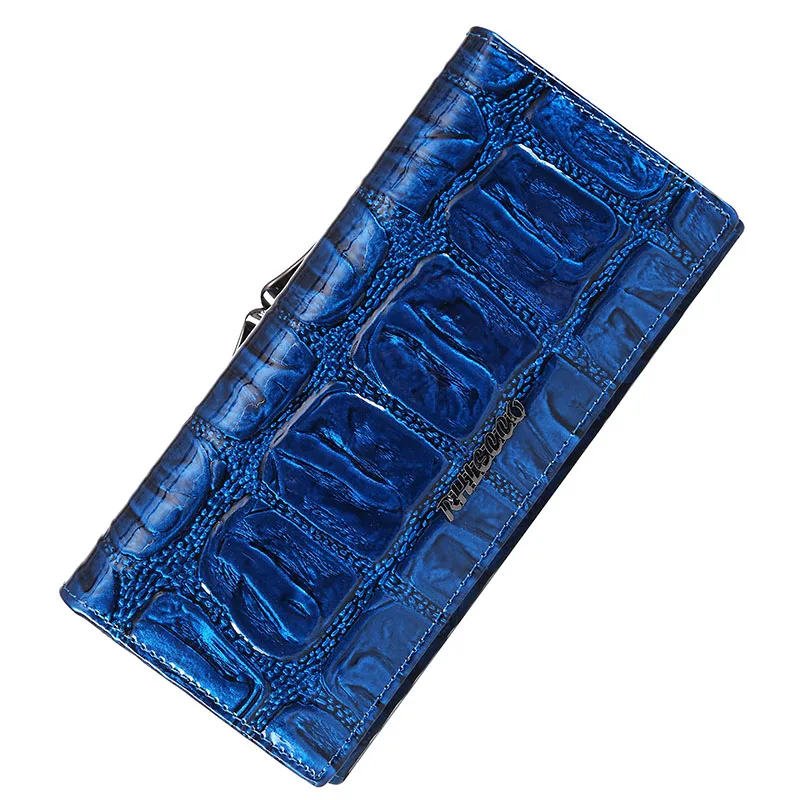 RH01-Blue Брендовые женские кошельки и кошельки, Женский Длинный кошелек из натуральной кожи в европейском и американском стиле, кошелек для монет, Женский дизайнерский кошелек - Цвет: RH01-Blue