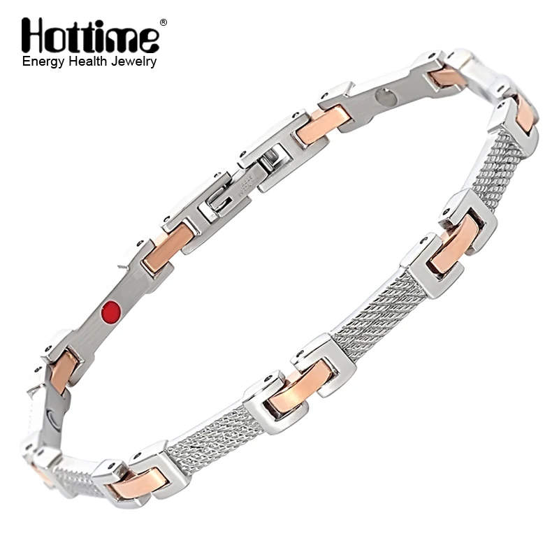 Hottime модные Мода Серебряная роза золотой Нержавеющая сталь застежка витая