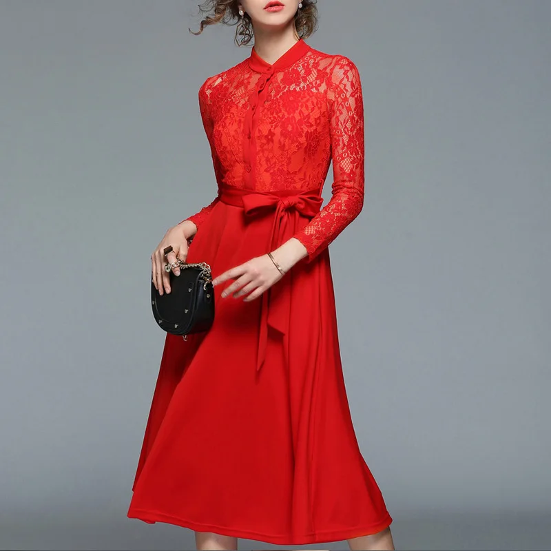 ZOSOL Весна Новый Для женщин выдалбливают кружева лоскутное Повседневное модная