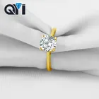 QYI изящное Ювелирное кольцо 14k, цельное желтое золото, обручальные кольца, подарок на день Святого Валентина, 1,25 карат, Круглые, Moissanite, бриллианты для женщин
