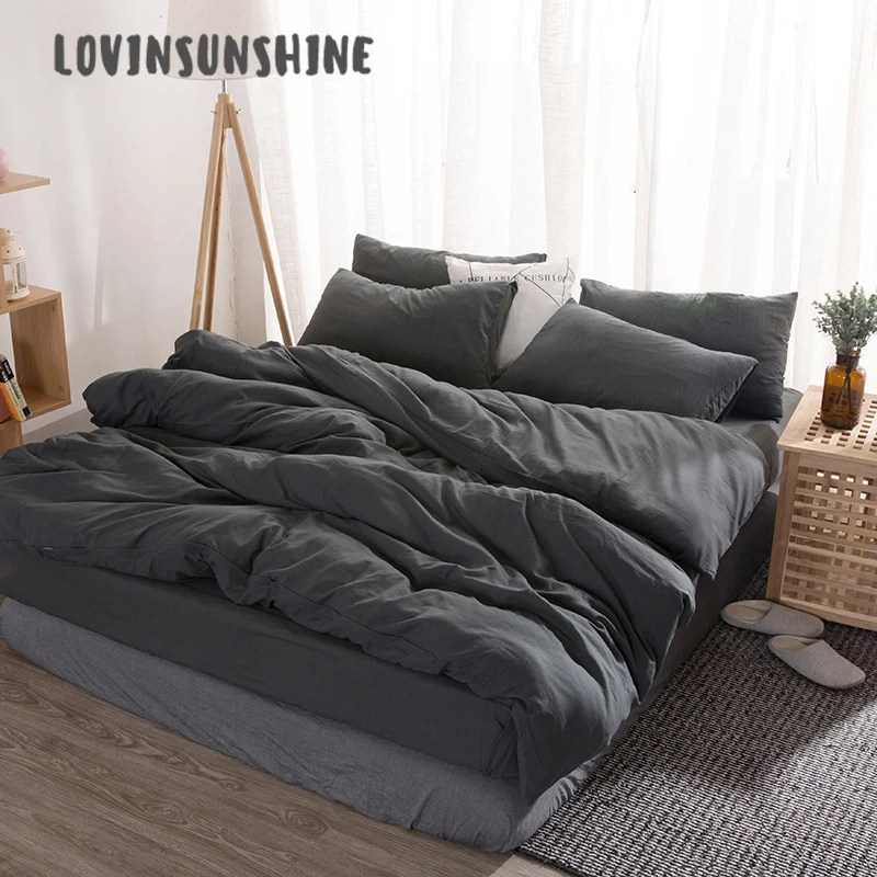LOVINSUNSHINE Queen Bedding Set Cover Duvet Simple Solid Color 4pcs Luxury Sets AB#107|Комплекты постельного белья| |