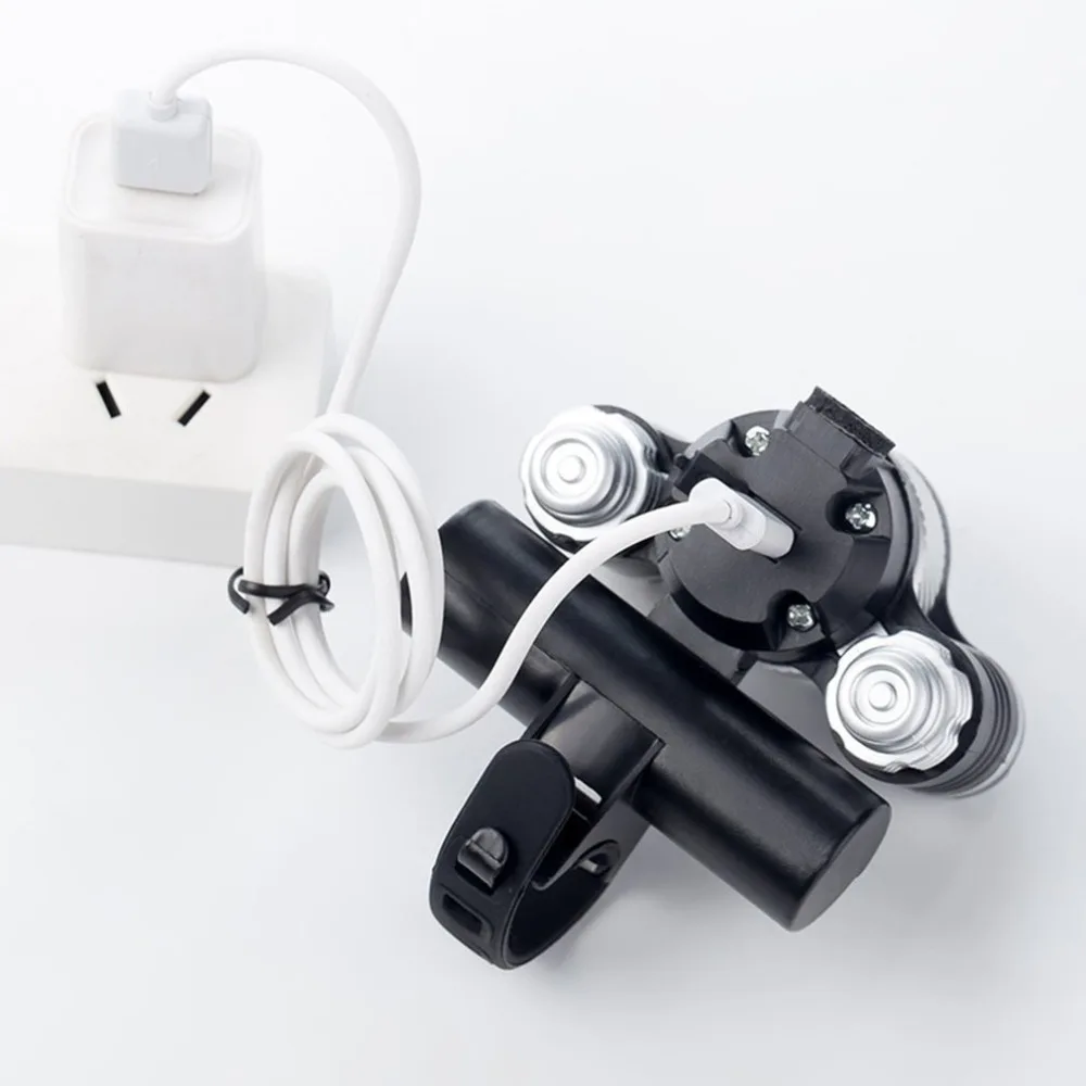Три головки велосипедная лампа USB перезаряжаемая передняя фара для велосипеда профессиональный руль велосипеда Лампа