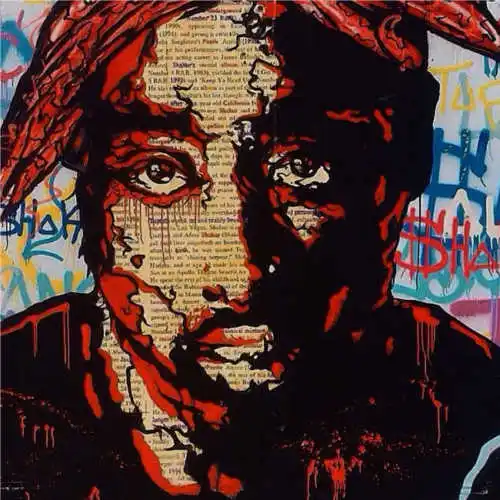 100% ручная работа монополия удивительное на холсте городское искусство 2PAC