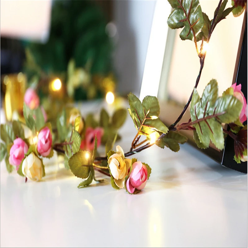 

2m 20 Led Light String Lamp Copper Wire Lamp Rattan Flower Garland New Year Christmas Decoration Light String Wedding Navidad. Q