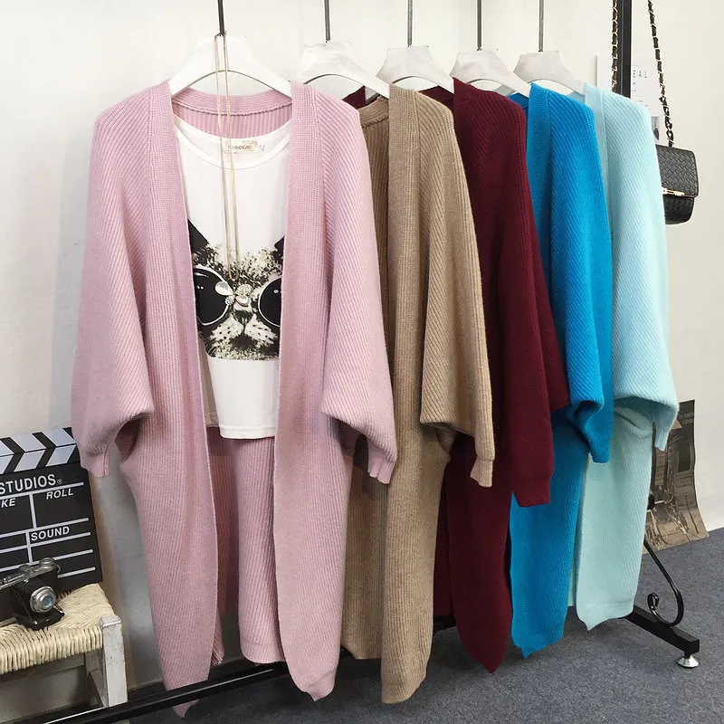 Neploe Batwing Sleeve Women Cardigans 2021 Korean Autumn Winter Solid Casaul Sweaters Loose V-neck Knitted Sweater 66538 |