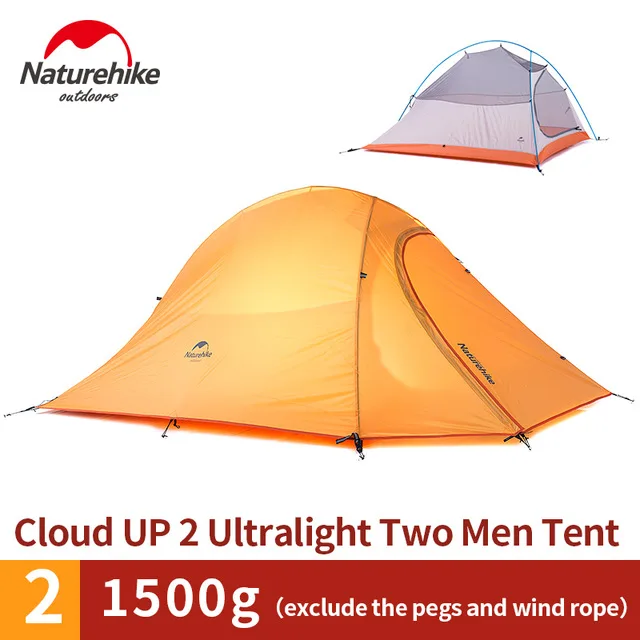 UP2 201T Orange Naturehike Cloud Up Series 1 2 3 человека Сверхлегкий тент 210 T/20D силиконовый двухслойный кемпинговый тент с ковриком оборудование для кемпинга - Цвет: UP2 201T Orange