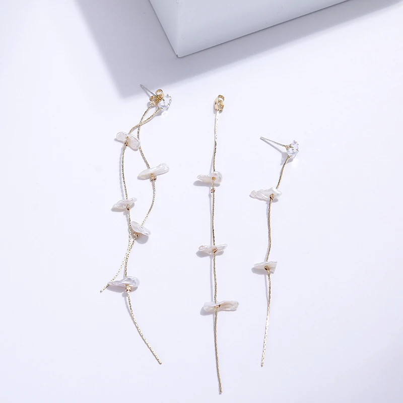 YMYW роскошные изысканные серьги с натуральным пресноводным жемчугом длинные