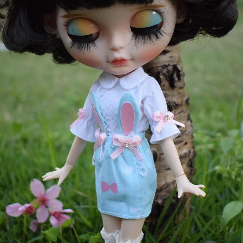 1 комплект, платье с милым кроликом и рубашки, комплект одежды для Blyth Azone 1/6, аксессуары для кукол