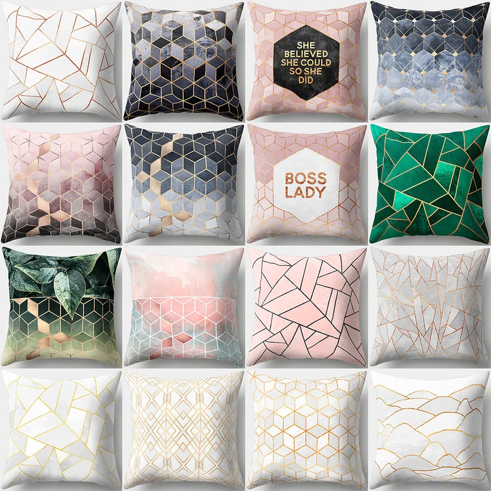 

2018 Home Textile Geometric Cushion Cover Polyester Pillow Case Home Decorative Pillows Cover For Sofa Car Pillowcases Capas Dec
