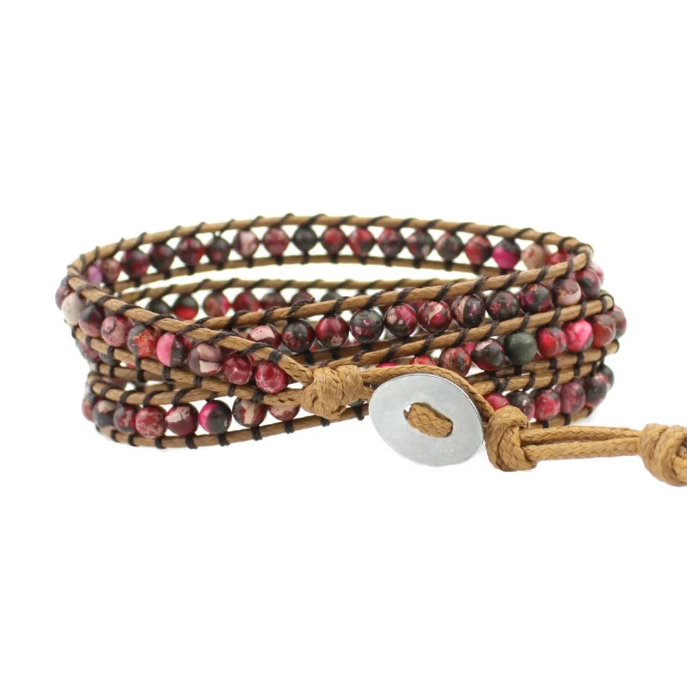 Эксклюзивное качество натуральные камни король камень 3 слоя бусины оберточные