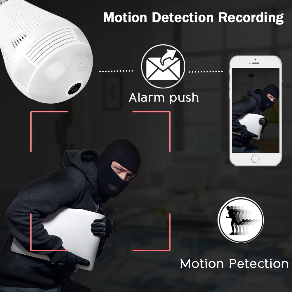 AOUERTK двойной свет 1080P WiFi CCTV рыбий глаз лампа ягненка ip камера 360 градусов Беспроводная панорамная