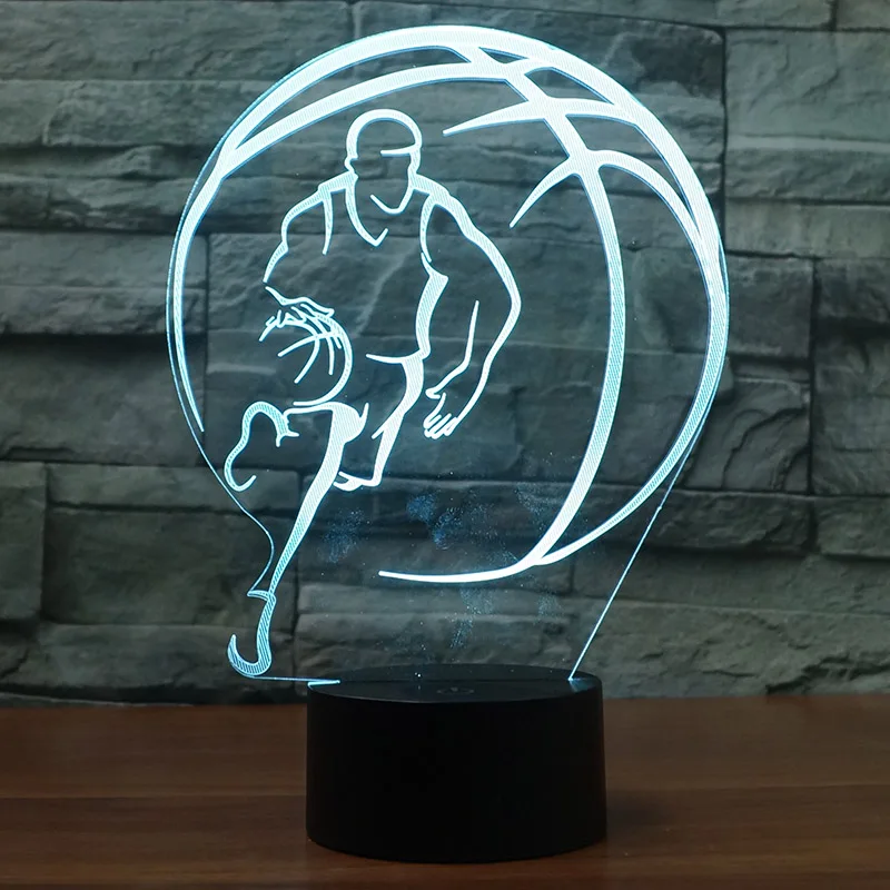 Креативный игровой баскетбольный экшн дизайн 3d ночник 7 меняющихся цветов 26.