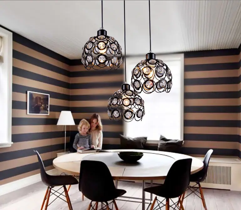 Современный Железный подвесной светильник хрустальная лампа для столовой