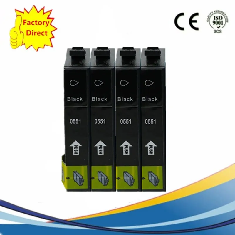 Пакет T0551 E-551 T0554 E-554 сменный картридж для принтера Stylus Photo RX420 RX425 RX520 R240 R245 inkjer принтер - Цвет: 4BK