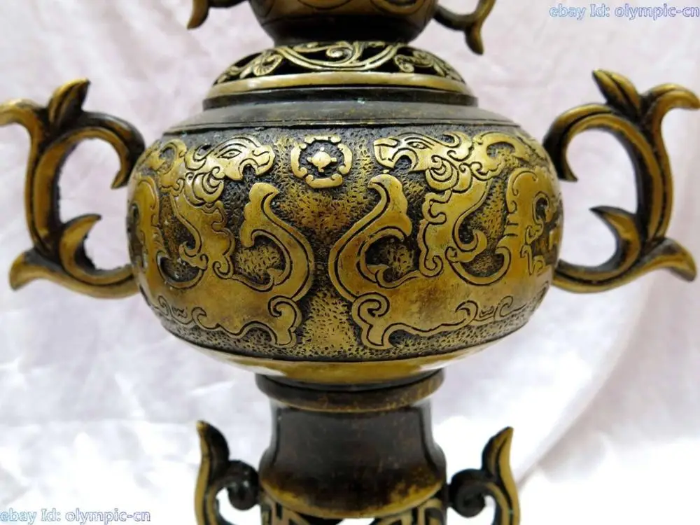 15 &quotКитайская латунная медная горелка для ладана с двумя драконами (D0426) | Дом и