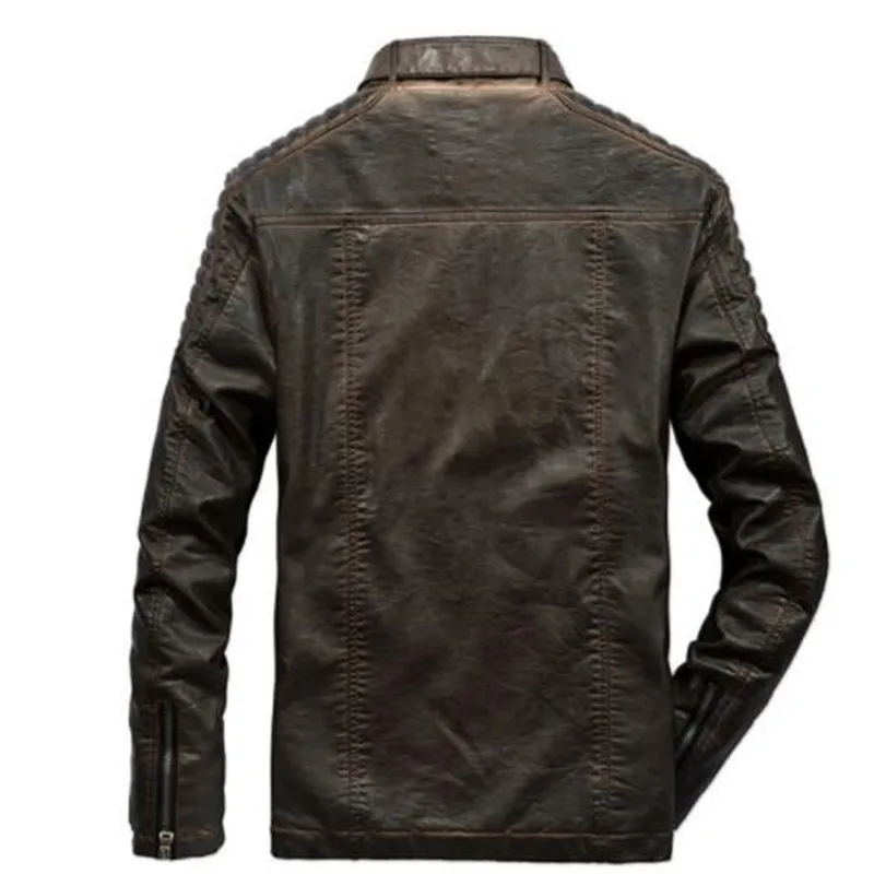 Куртка из натуральной кожи Мужская винтажная коричневая черная зимняя теплая