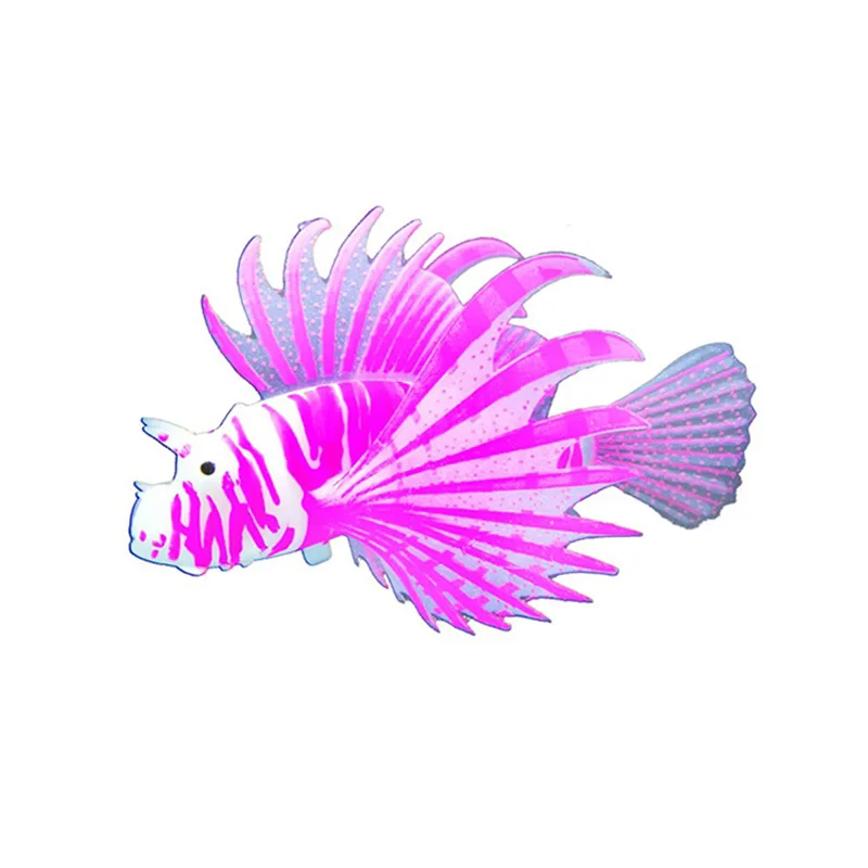 Маленькие силиконовые искусственные украшения для аквариума Lionfish светящиеся