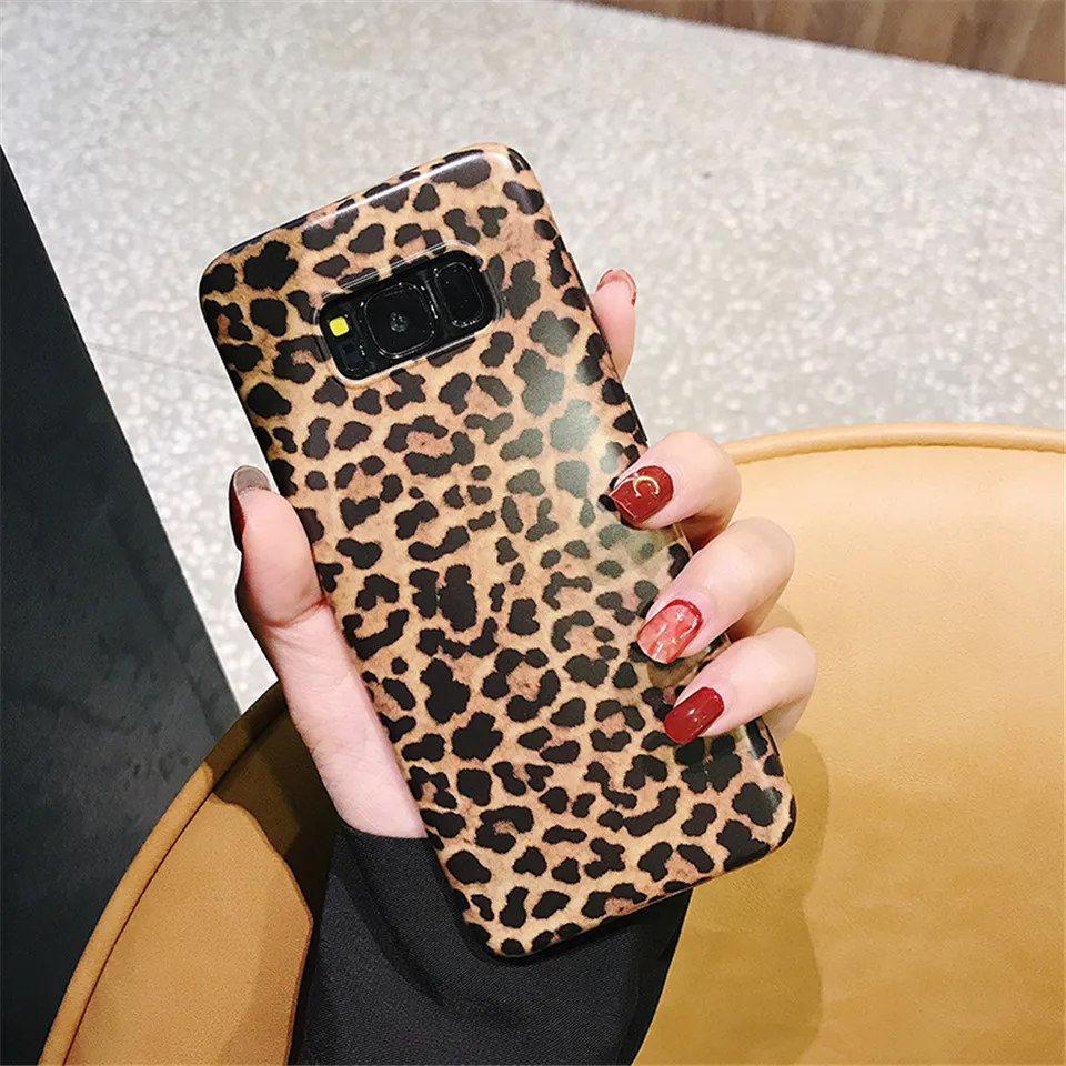 Fashion Leopard Print Phone Case For Samsung Galaxy S8 S8plus S9 Plus NOTE 8 9 Luxury Soft Cover With Lanyard |