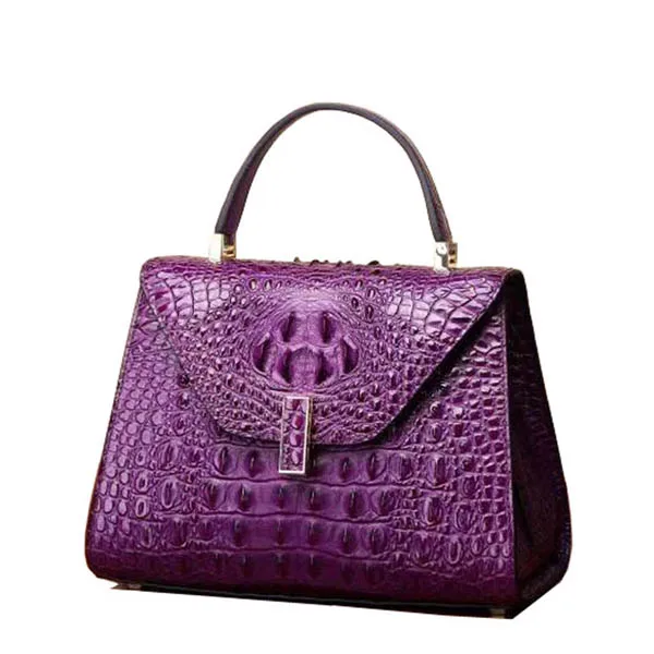 Purple SUWERER новые превосходные женские сумки из натуральной воловьей кожи с узором «крокодиловая кожа» модные роскошные кожаные сумки-тоут маленькие - Цвет: Purple
