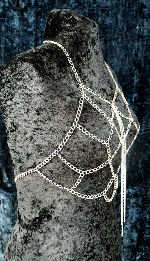 Factory direct exaggerated sexy metal multi-layer tassel mesh chest chain body night market clothing accessories |