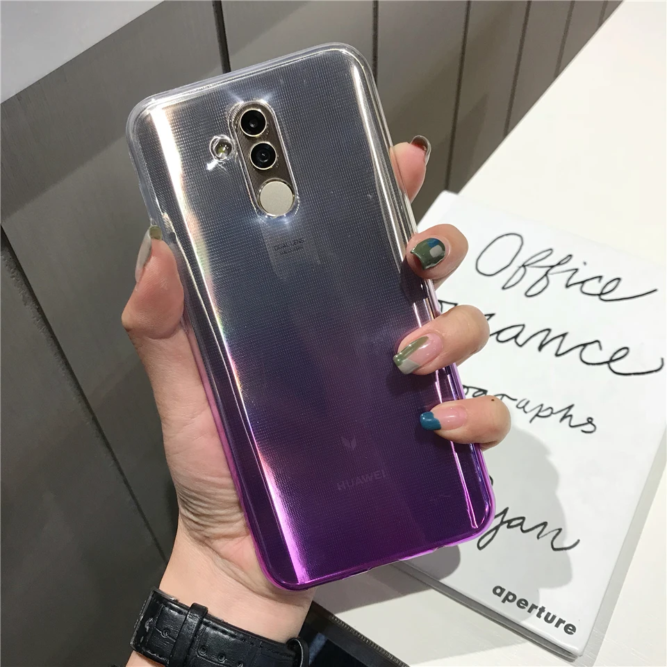 Градиент силиконовый чехол из термопластичного полиуретана для huawei Коврики 20 Lite