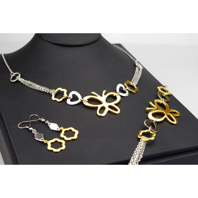 Рождественский подарок подвеска в виде бабочки сердца ожерелье серьги цепочка