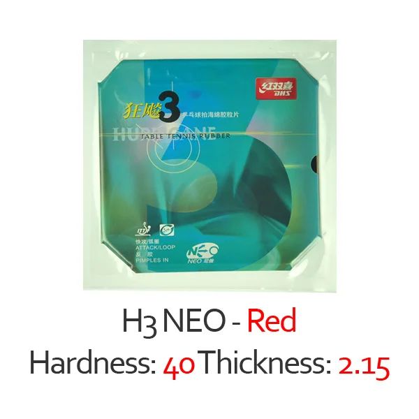 DHS Hurricane 3 NEO(H3 NEO) резиновая губка для настольного тенниса - Цвет: Red H40 T2.15