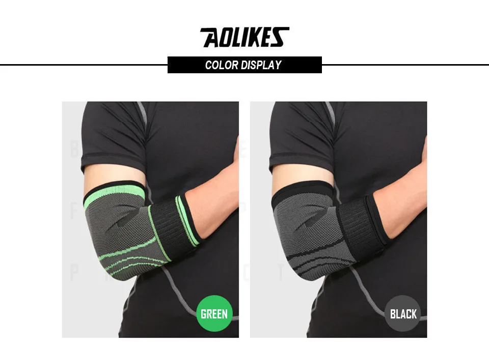 AOLIKES 1 шт. эластичный бандаж для спортзала Спортивная компрессионная Регулируемая защитная накладка на локоть впитывает пот Баскетбол Теннис рукав