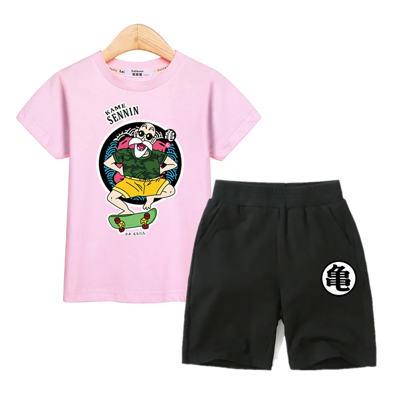 Kids costume boys summer clothing Master Roshi t-shirt shorts 2pc suits clothes cartoon children outfit tees+ pants sets | Детская