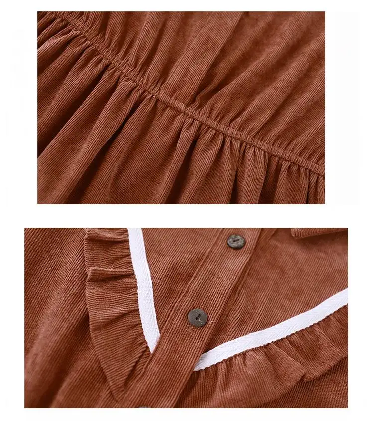 Осенне зимнее винтажное платье Новые Женские однотонные вельветовый с длинным