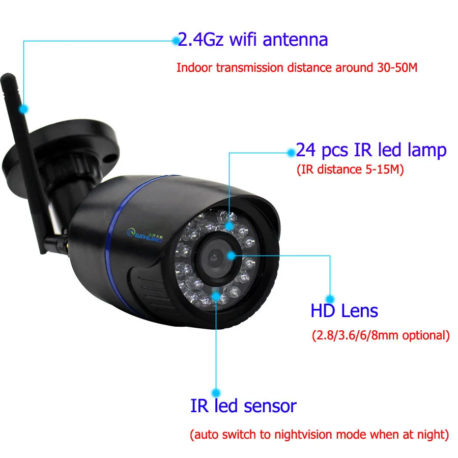 1080 P WI FI Ip камера Беспроводная 960 720 ONVIF Проводная P2P Пуля Уличная Камера С Слотом SD