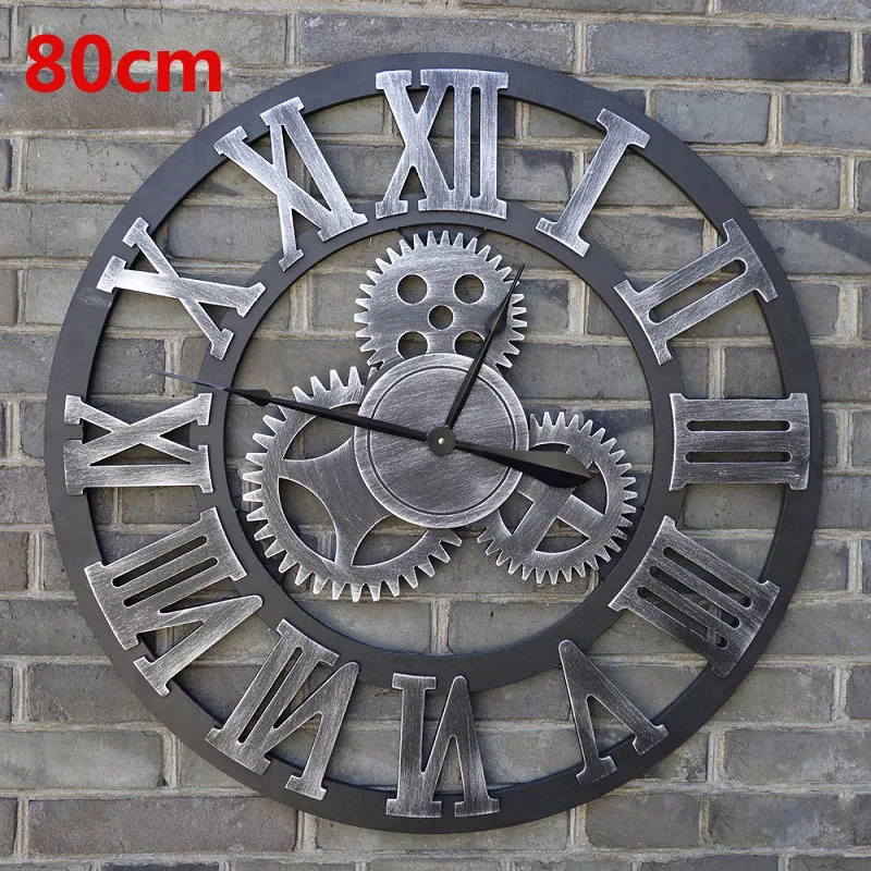 

80CM Large Wall Clock Saat 3d Gear Clock Wooden Duvar Saati Wall Watch Reloj Pared Relogio De Parede Horloge Murale Home Decor