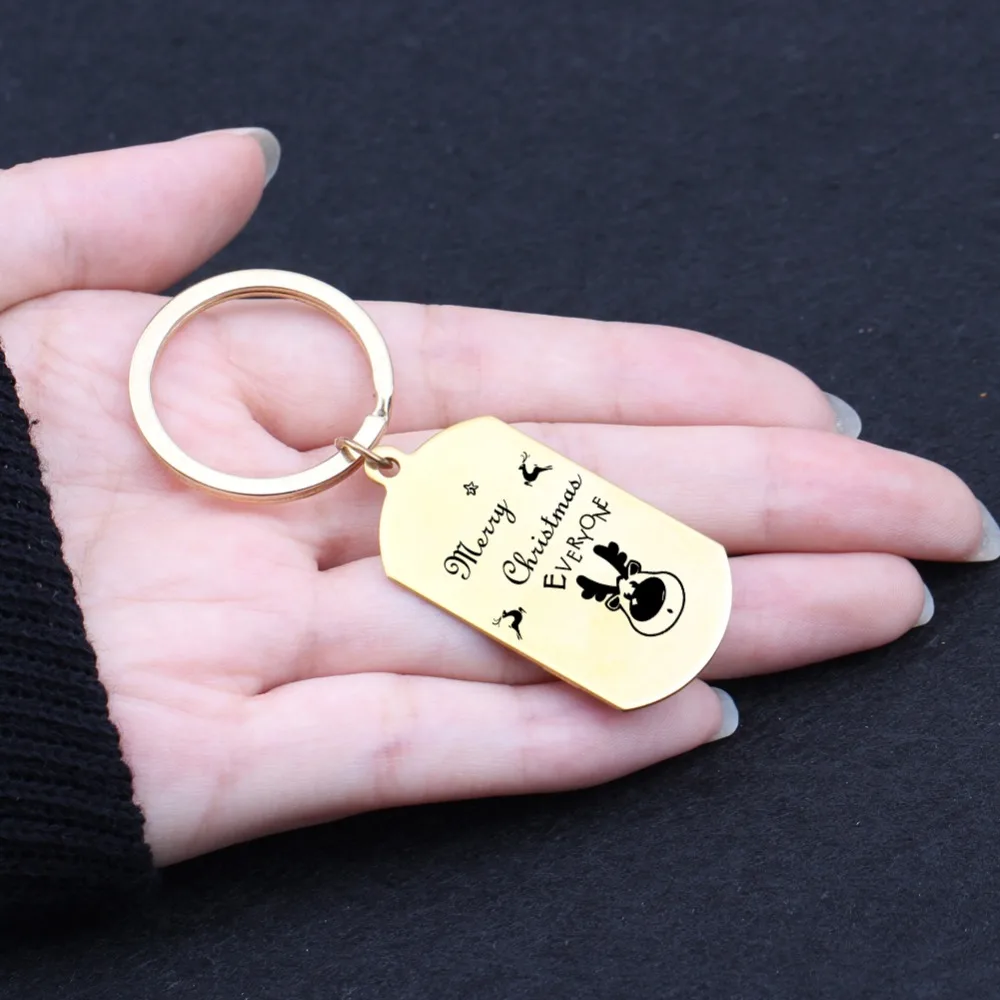 Гравировкой с Рождеством всех dog tag брелки Новогодний подарочный держатель для