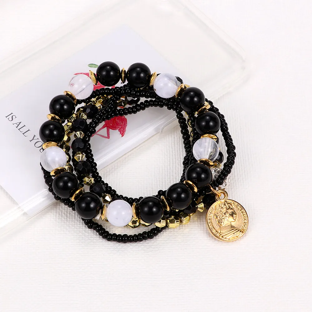 Женские винтажные браслеты с разноцветными бусинами браслет подвесками и