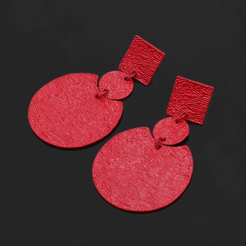 

5 Colors Personality Big Square Round Sheets Pendant Earrings Colorful Paint Metal Geometric Drop Earrings Women Jewelry Design