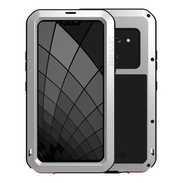 Мощный чехол Love Mei для Lg G8s Thinq 3 тыловых камер, противоударное алюминиевое/металлическое Высокопрочное стекло Gorilla Glass, чехол для телефона - Цвет: Серебристый