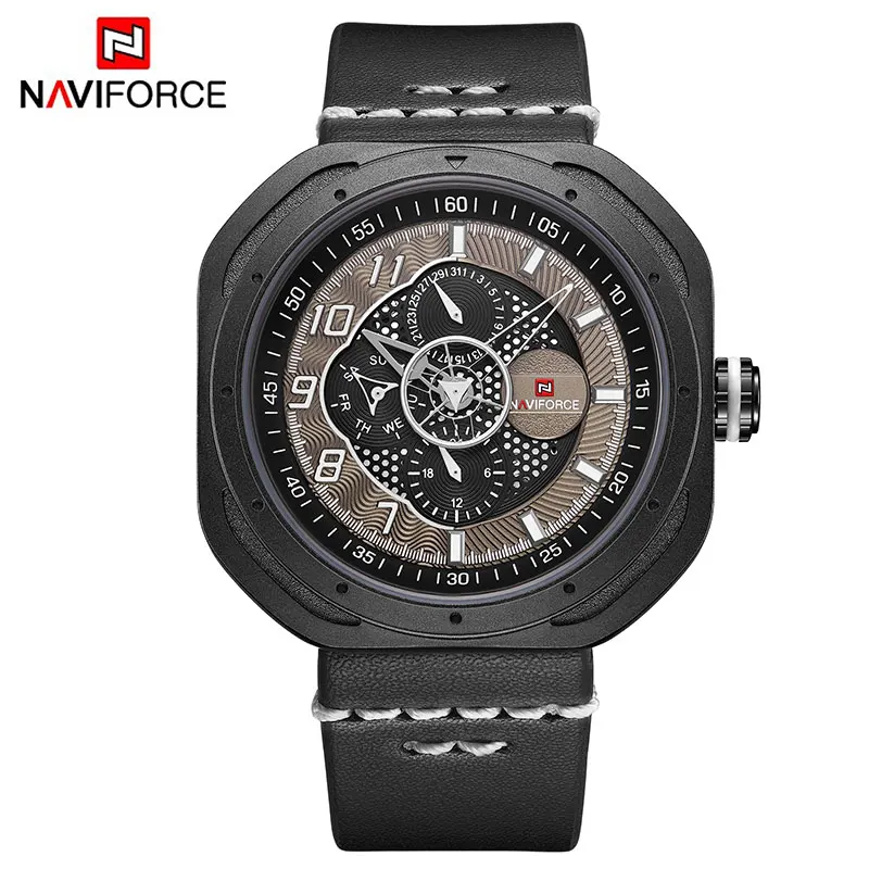BWB Топ люксовый бренд NAVIFORCE мужские модные спортивные аналоговые Мужские часы из натуральной кожи водонепроницаемые кварцевые наручные часы Masculino - Цвет: BWB