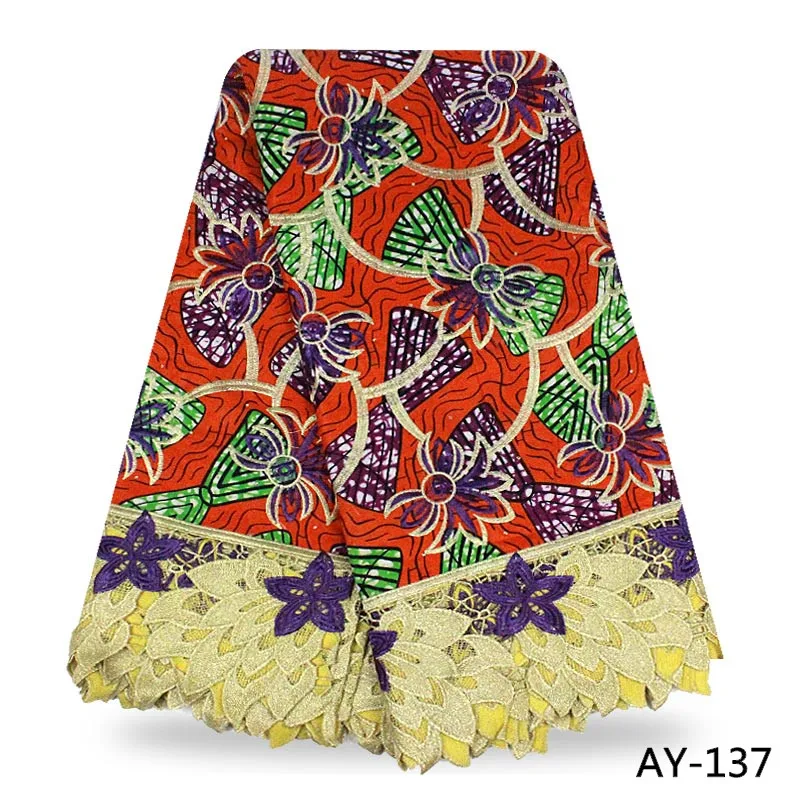 Новые прибытия горячие продажа нигерии кружева в сочетании с реального хлопок