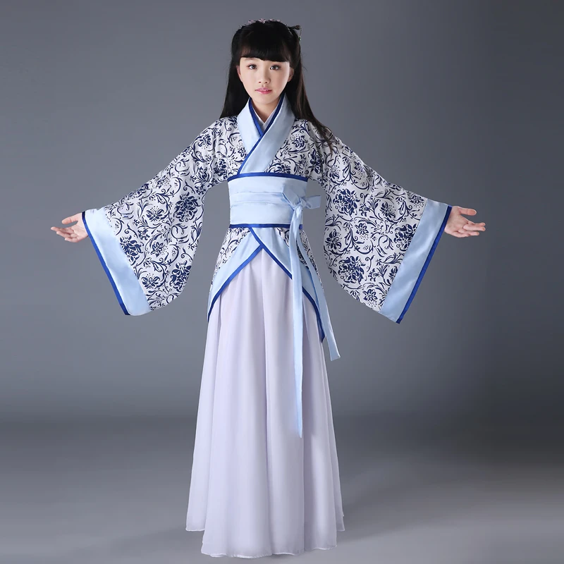 

Traditional Chinese Dance Costumes For Girls Ancient Opera Tang Dynasty Han Ming Hanfu Dress Child Kids Folk Clothing DNV10721