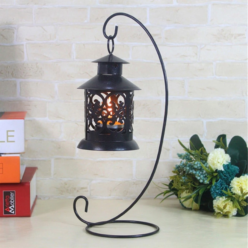 

Iron Wedding Candle Holder Moroccan Candlestick Glass Ball Hanging Bracket Stand Lantern Holder