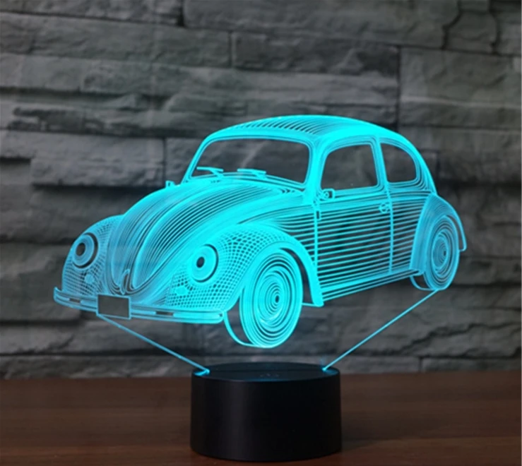[Seven Neon] Бесплатная доставка акриловый жук 7 цветов настольная лампа 3D новинка