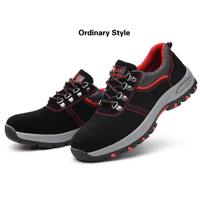 Black Ordinary Новые мужские уличные рабочие и строительные защитные ботинки со стальным носком, дышащий дезодорант, мужские ботинки с защитой от проколов, большие размеры 35-46 - Цвет: Black Ordinary