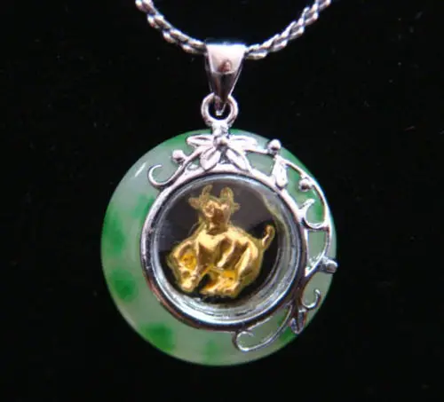 Гороскоп Нефритовая фотоподвеска + цепь с родиевым покрытием китайская