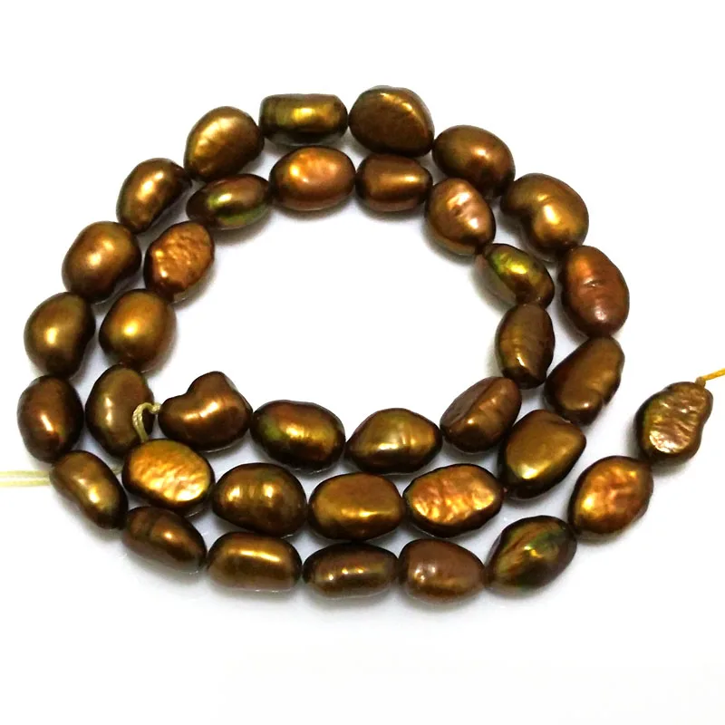 

16 inches 8*12mm Brown Natural Barqoue Rice Nugget Pearl Loose Strand